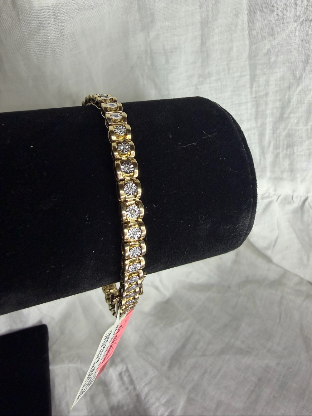 Natural Diamond Tennis Bracelet with 14k Gold Overlay
